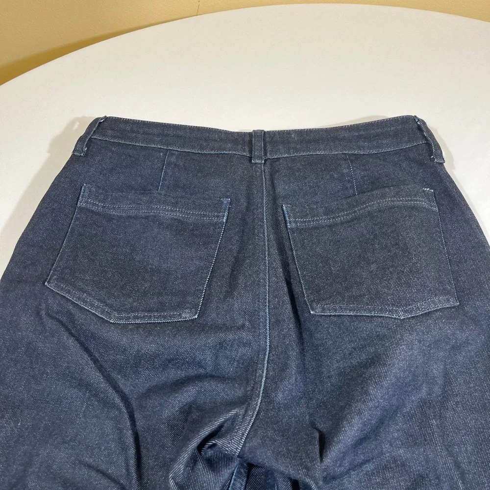 J.Crew Trouser Jean Womens 28 Dark Indigo High Rise Wide Leg Stretch Denim